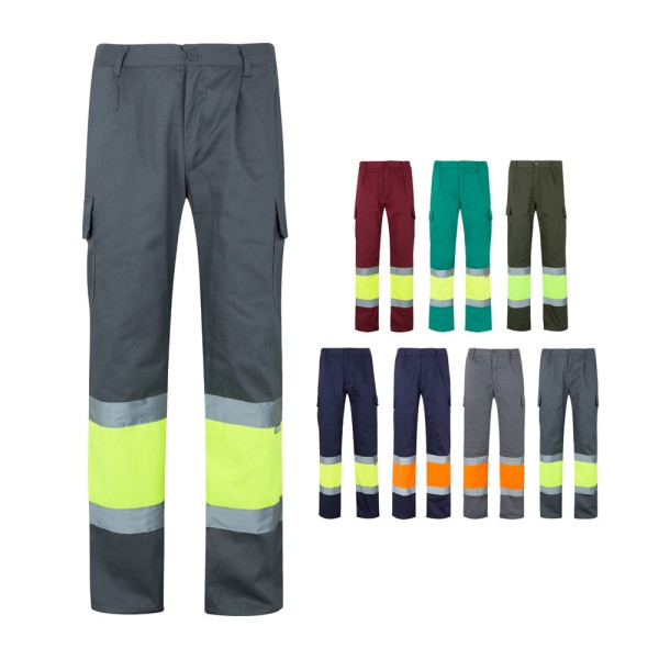 VL ATHENA. Zweifarbige Hose aus Twill (210 g/m²), gefüttert, mit mehreren Taschen, aus Baumwolle (20