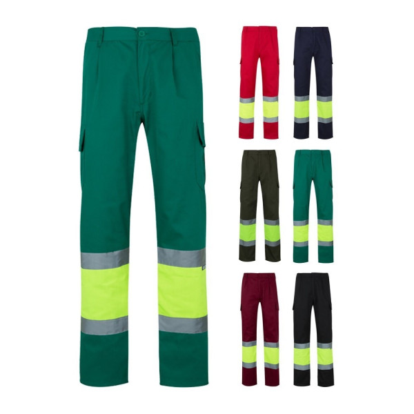 VL POSEIDON. Zweifarbige Twill-Hose mit mehreren Taschen (210 g/m²), aus Baumwolle (20%) und Polyest