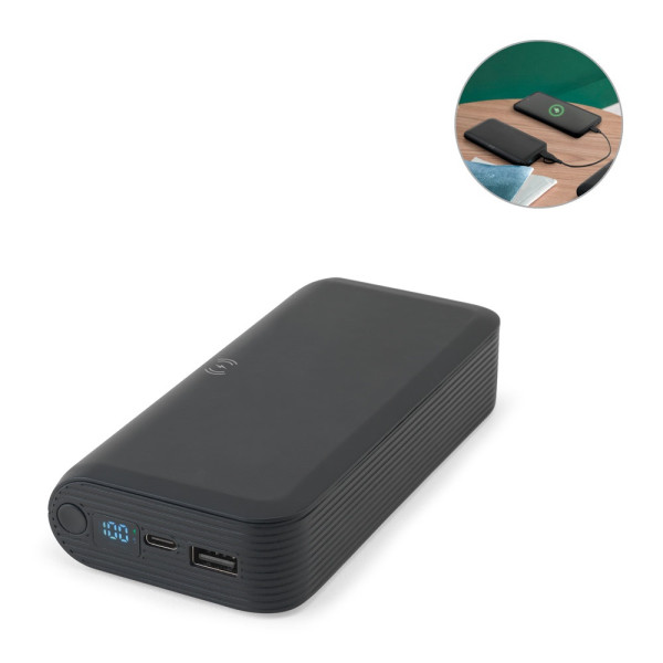 BECKER 20. 20'000 mAh Powerbank aus recyceltem ABS (100% rABS) mit 15W superschnellem kabellosem Lad